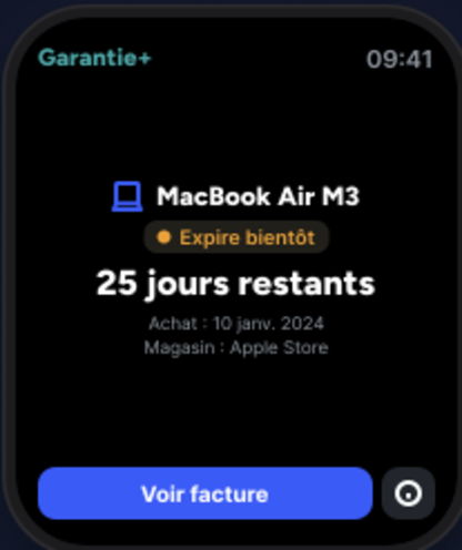 Détail d’une garantie sur Apple Watch