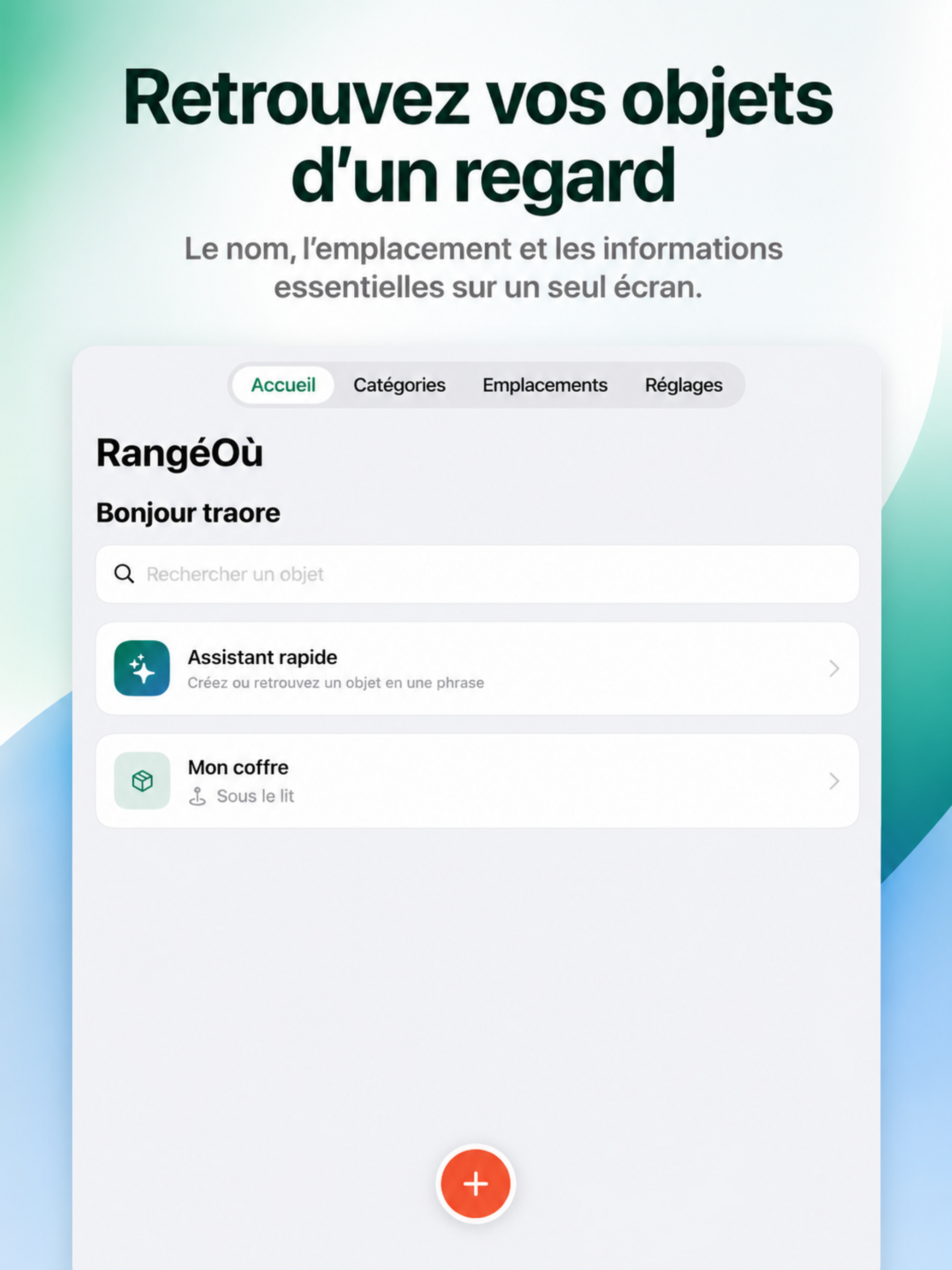 Recherche et affichage des objets dans RangéOù sur iPad